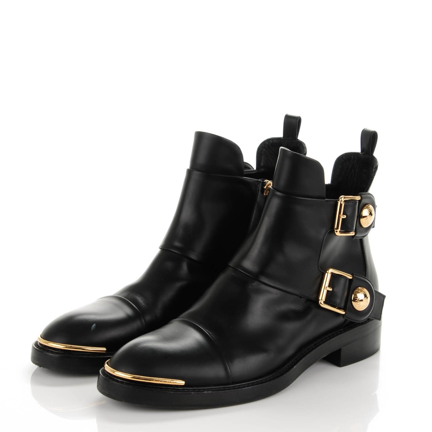Louis Vuitton Calfskin Valley Flat Ankle Boots 38.5 Black 4 of 11