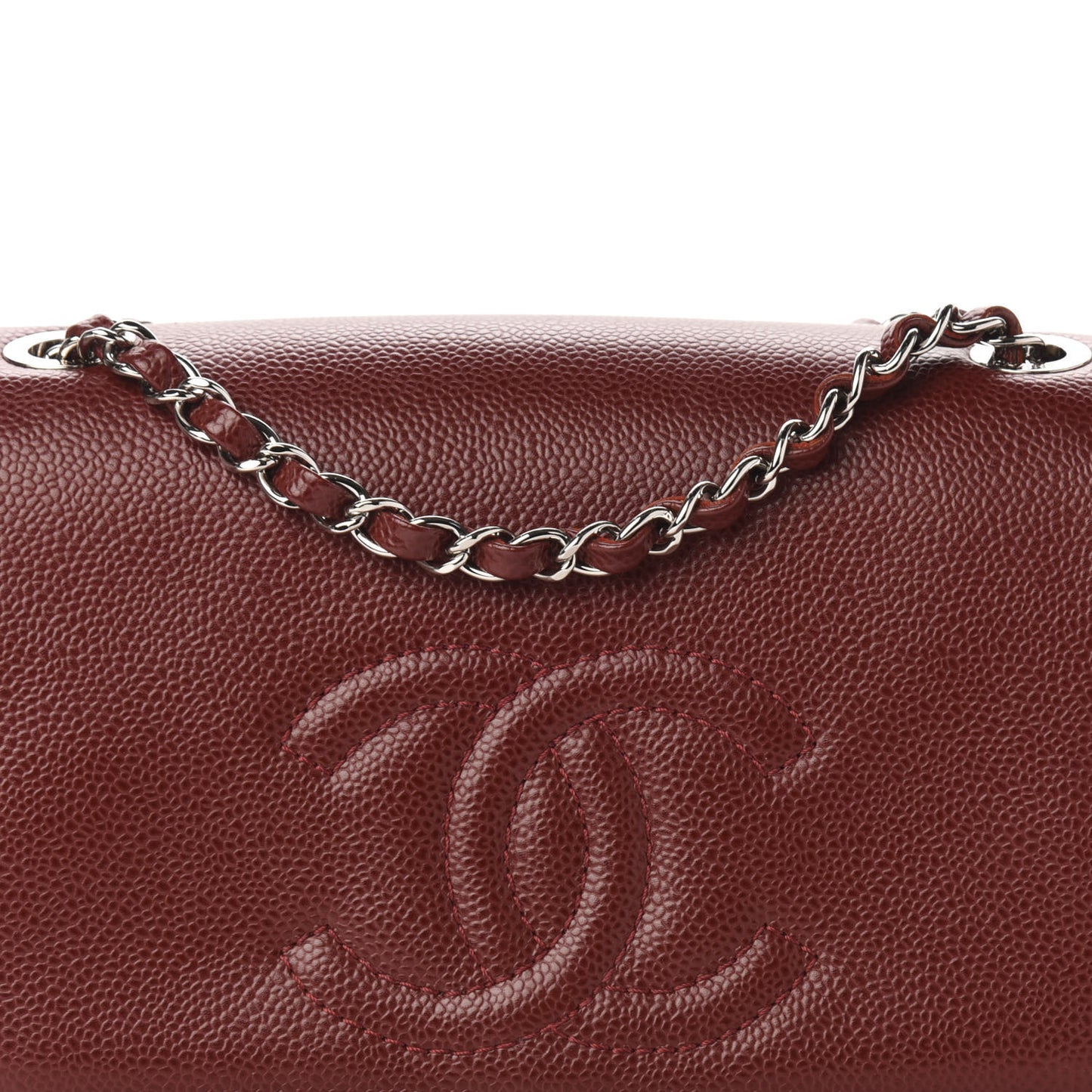 Caviar Medium Timeless CC Flap Dark Red