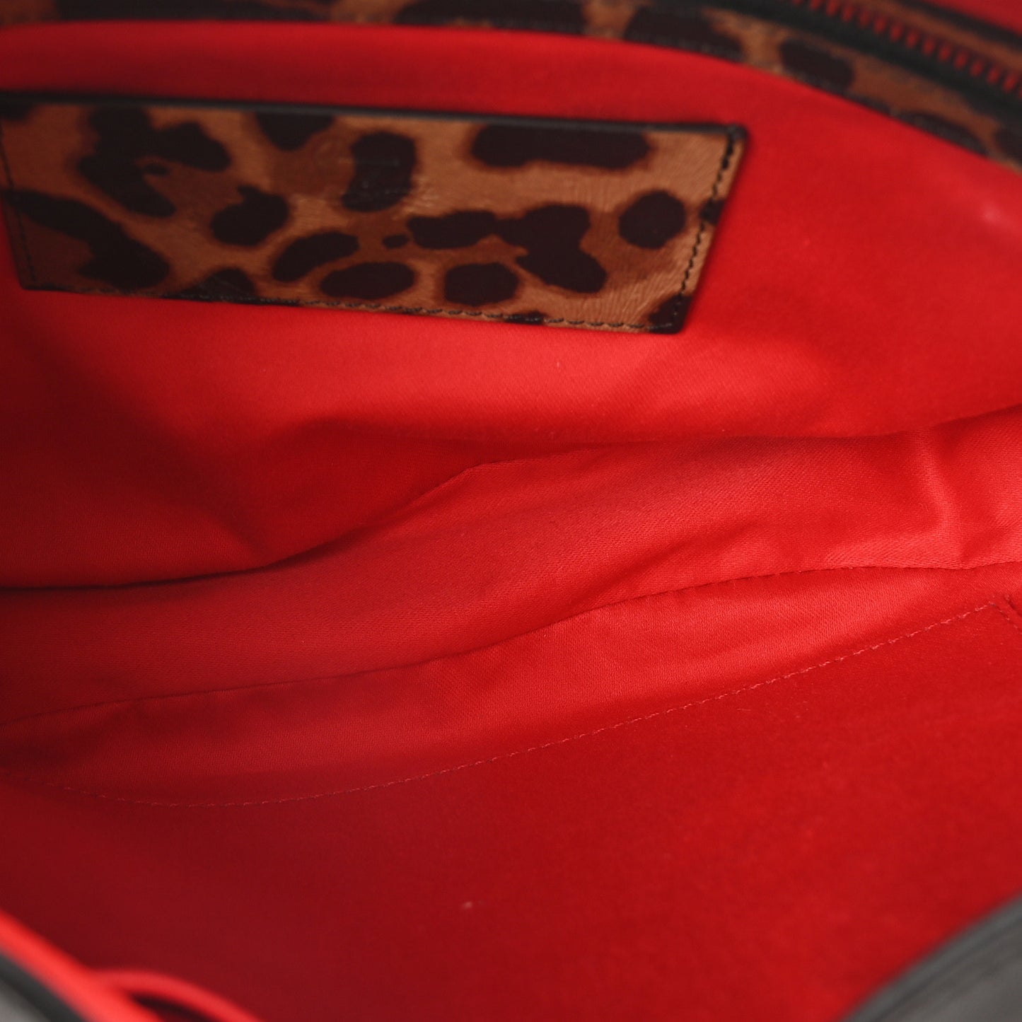 Calfskin Leopard Print Carasky Shoulder Bag Black