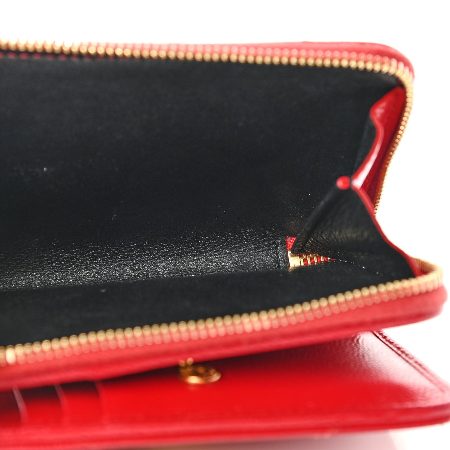 Grain De Poudre Matelasse Chevron Monogram Compact Zip Around Wallet Red