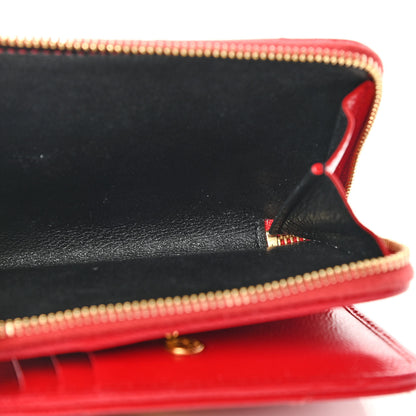 Saint Laurent Grain De Poudre Matelasse Chevron Monogram Compact Zip Around Wallet Red 6 of 13