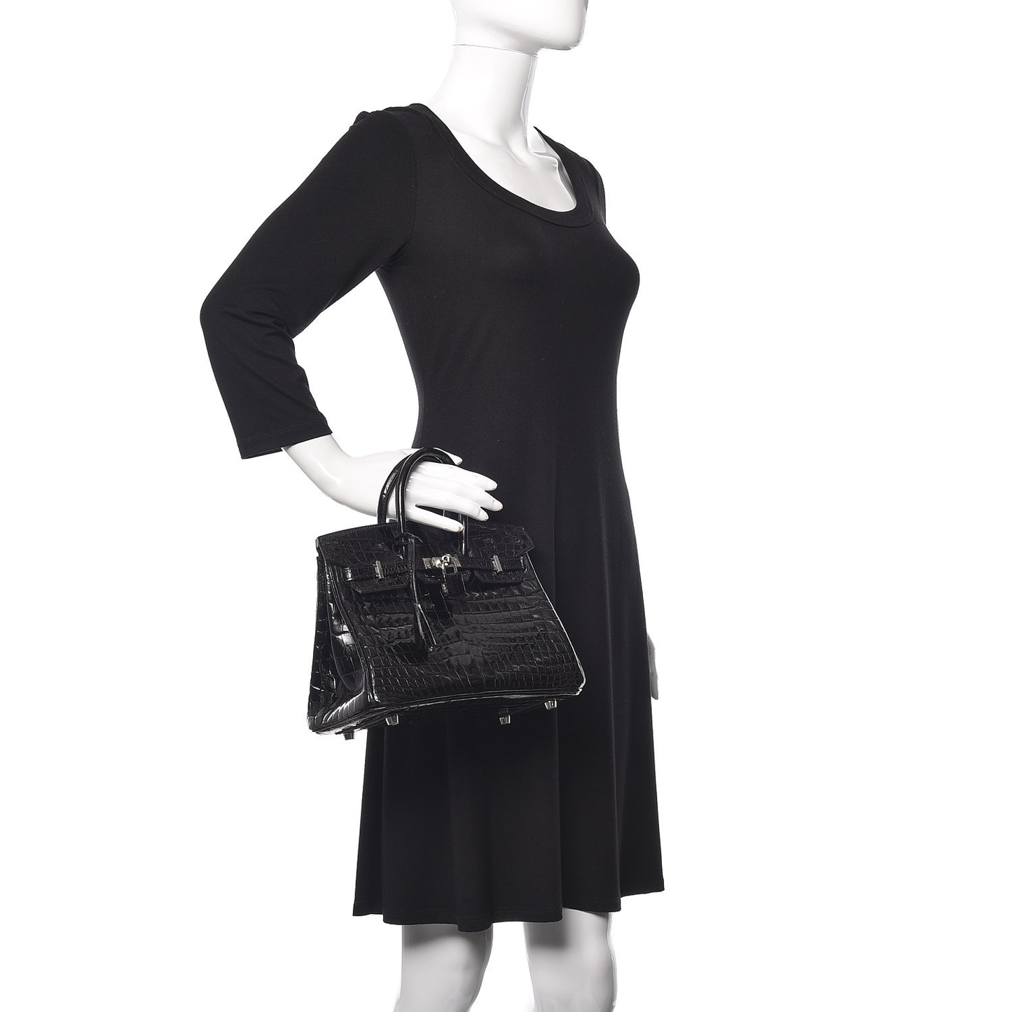 Shiny Niloticus Crocodile Birkin 25 Black