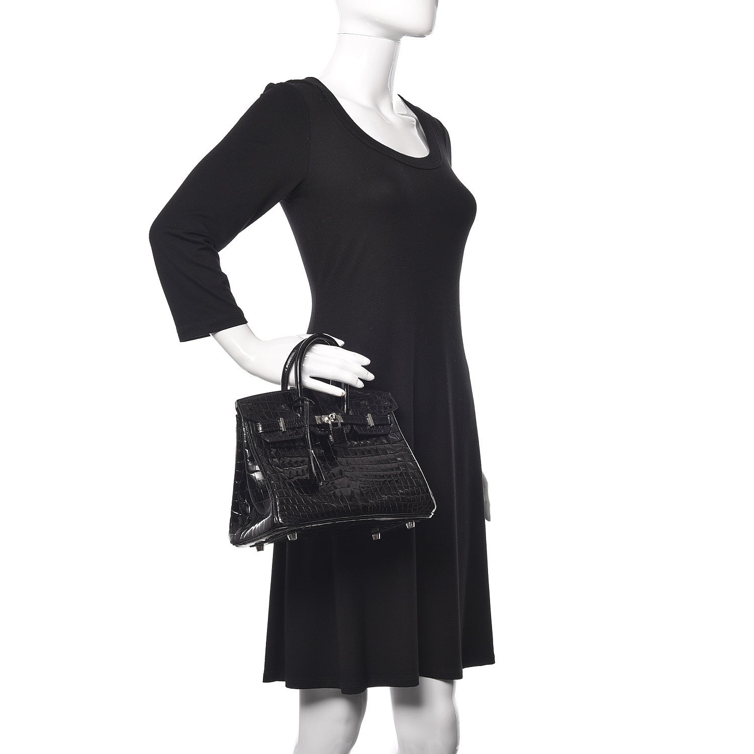 Hermes Shiny Niloticus Crocodile Birkin 25 Black 2 of 14