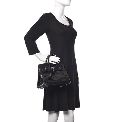 Hermes Shiny Niloticus Crocodile Birkin 25 Black 2 of 14