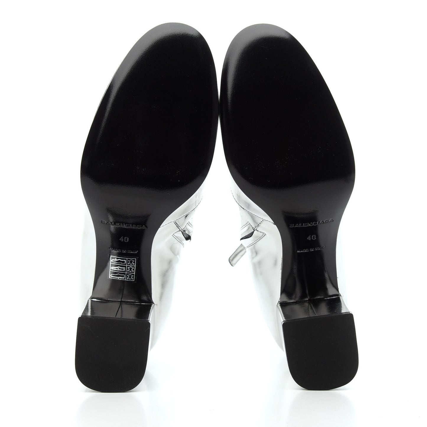 Miroir Calfskin Ankle Booties 40 Argent