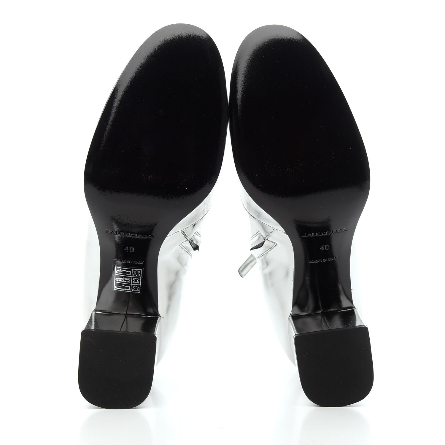 Balenciaga Miroir Calfskin Ankle Booties 40 Argent 5 of 7
