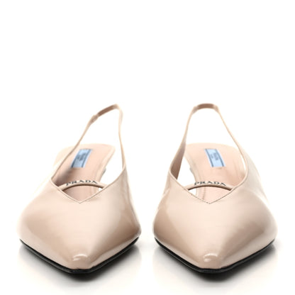 Prada Spazzolato Pointed Toe Strap Slingback Pumps 40 Cipria 2 of 8