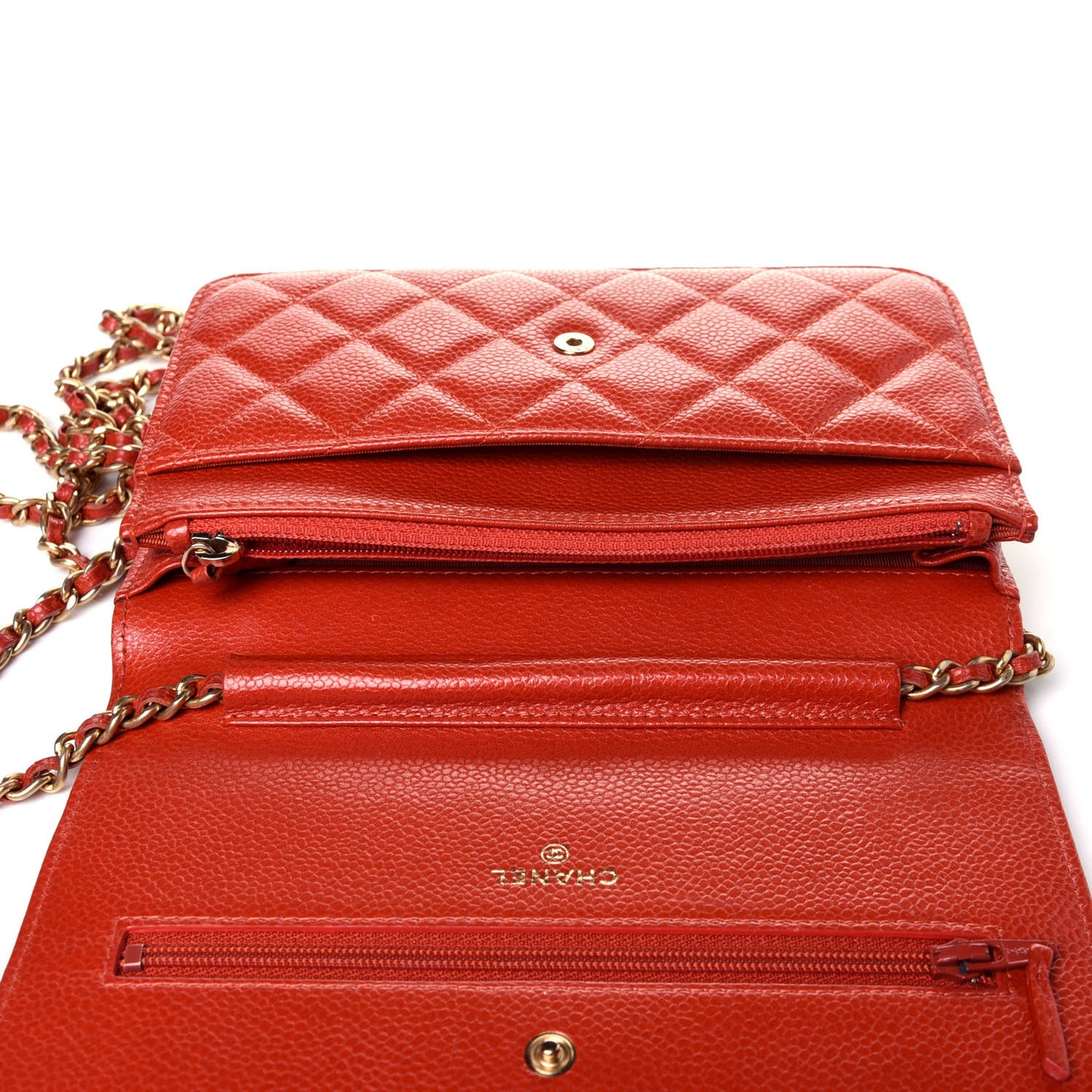Caviar Quilted Wallet On Chain WOC Red