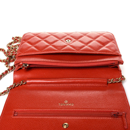 Chanel Caviar Quilted Wallet On Chain WOC Red 11 of 11