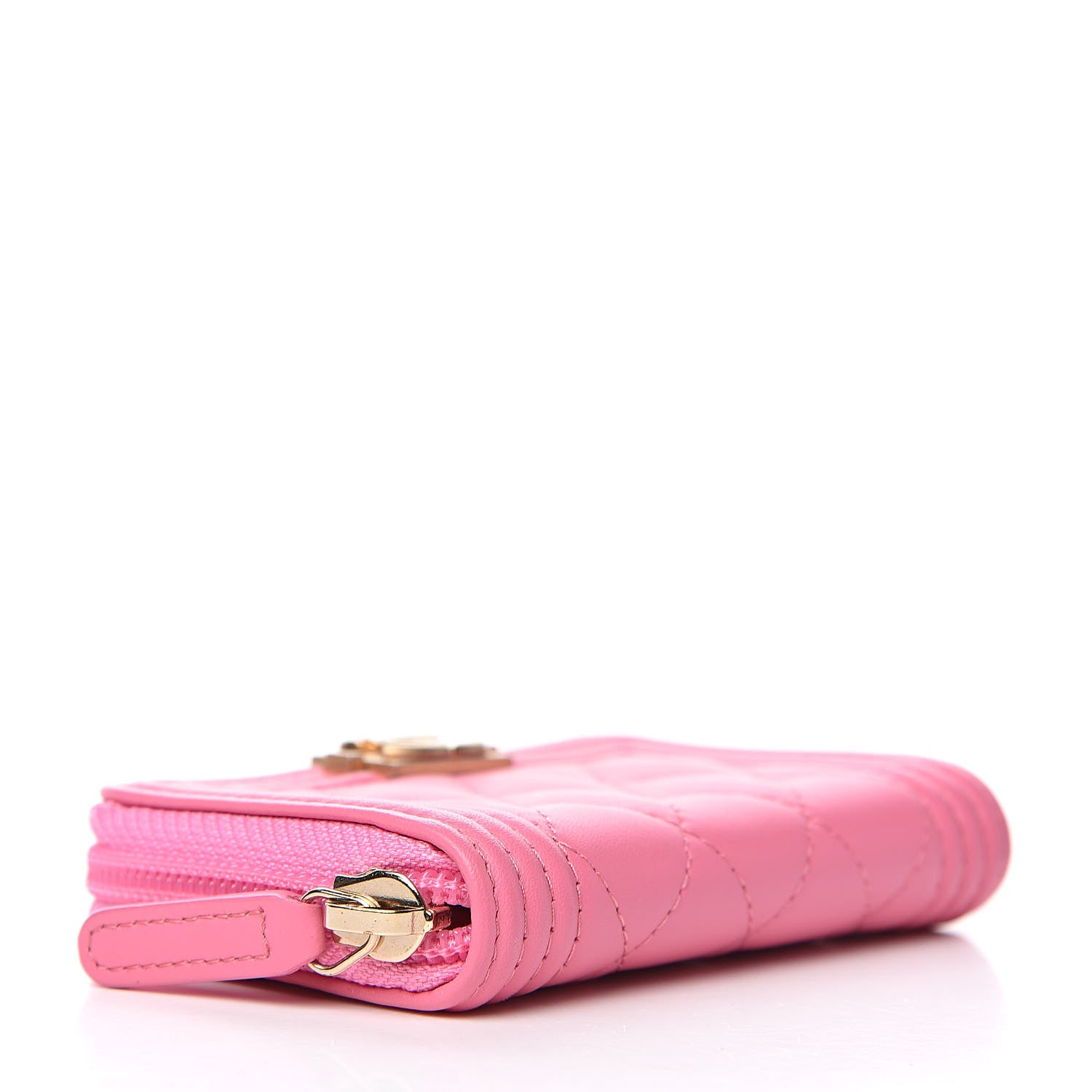 Chanel Lambskin Quilted Boy Zip Around Coin Purse Wallet Pink 4 of 8