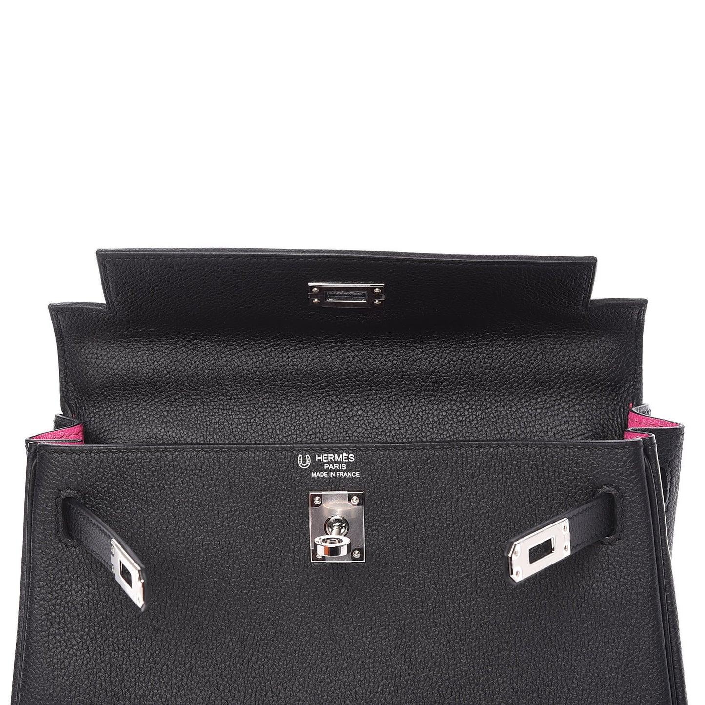 Togo Horseshoe Kelly Retourne 25 Black Magnolia