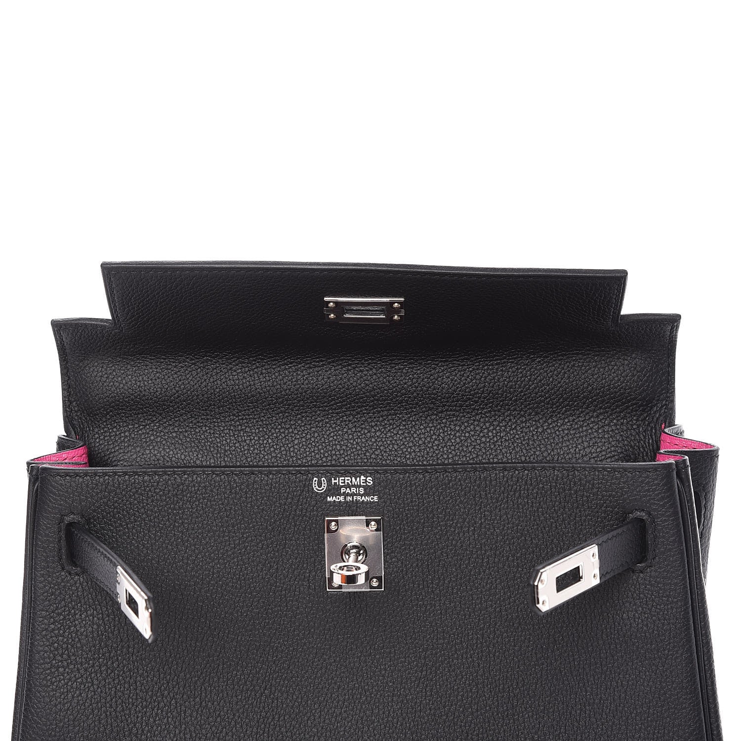 Hermes Togo Horseshoe Kelly Retourne 25 Black Magnolia 10 of 41