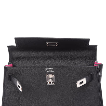 Hermes Togo Horseshoe Kelly Retourne 25 Black Magnolia 10 of 41