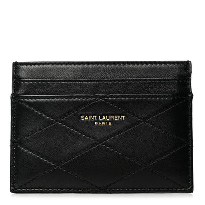 Saint Laurent Grain De Poudre Matelasse Chevron Monogram Credit Card Case Red 3 of 22