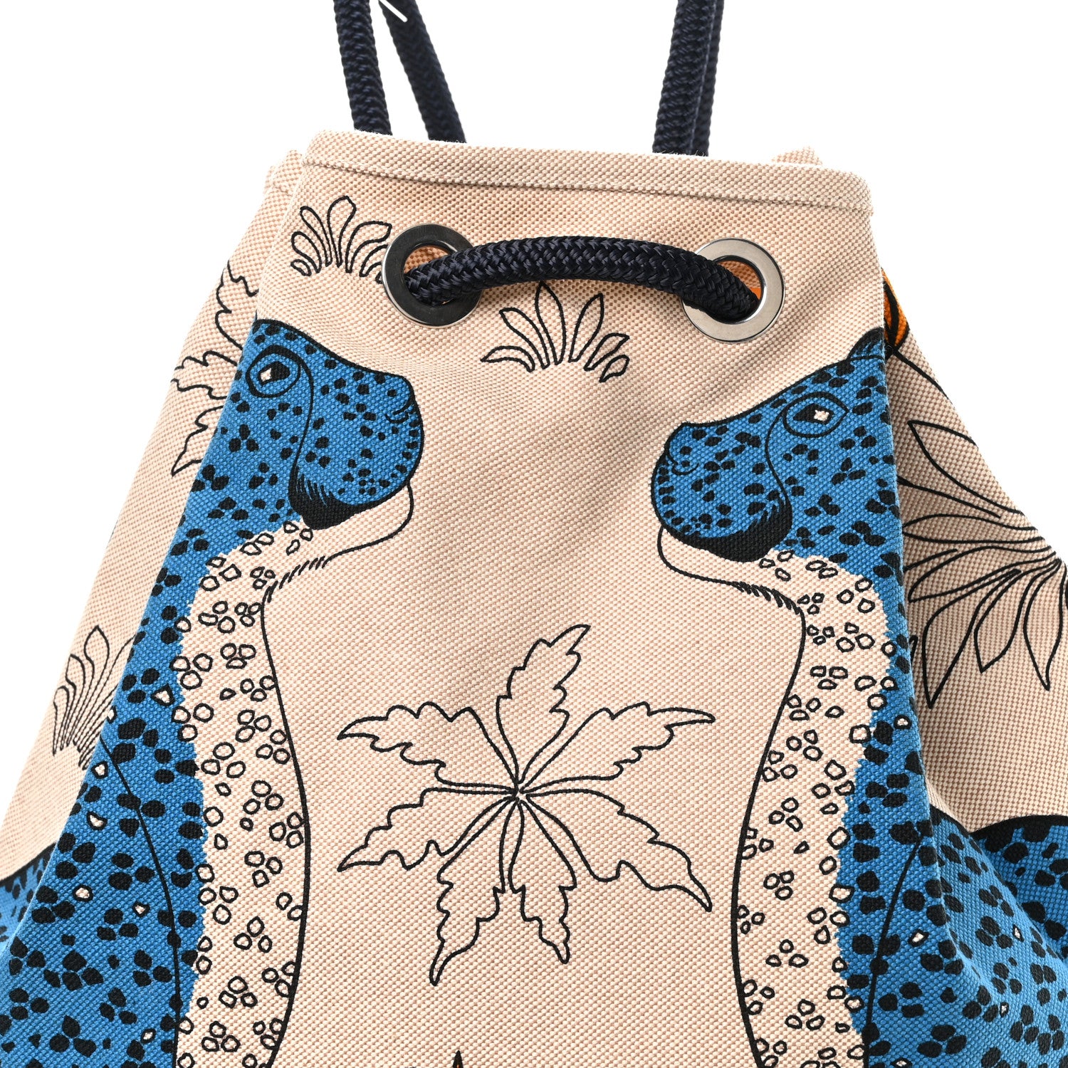 Hermes Cotton Canvas Les Leopards Tote Bag Bleu Sable 8 of 11