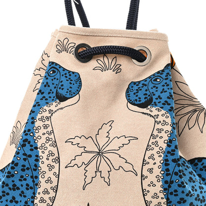 Hermes Cotton Canvas Les Leopards Tote Bag Bleu Sable 8 of 11