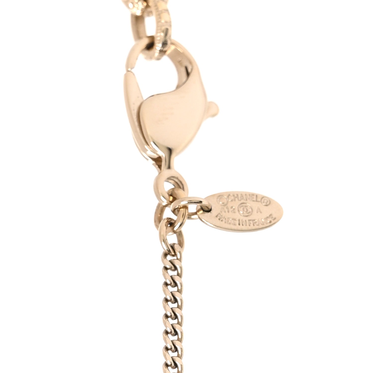 Chanel Beaded Pearl Crystal CC Long Necklace Gold Coral 4 of 5