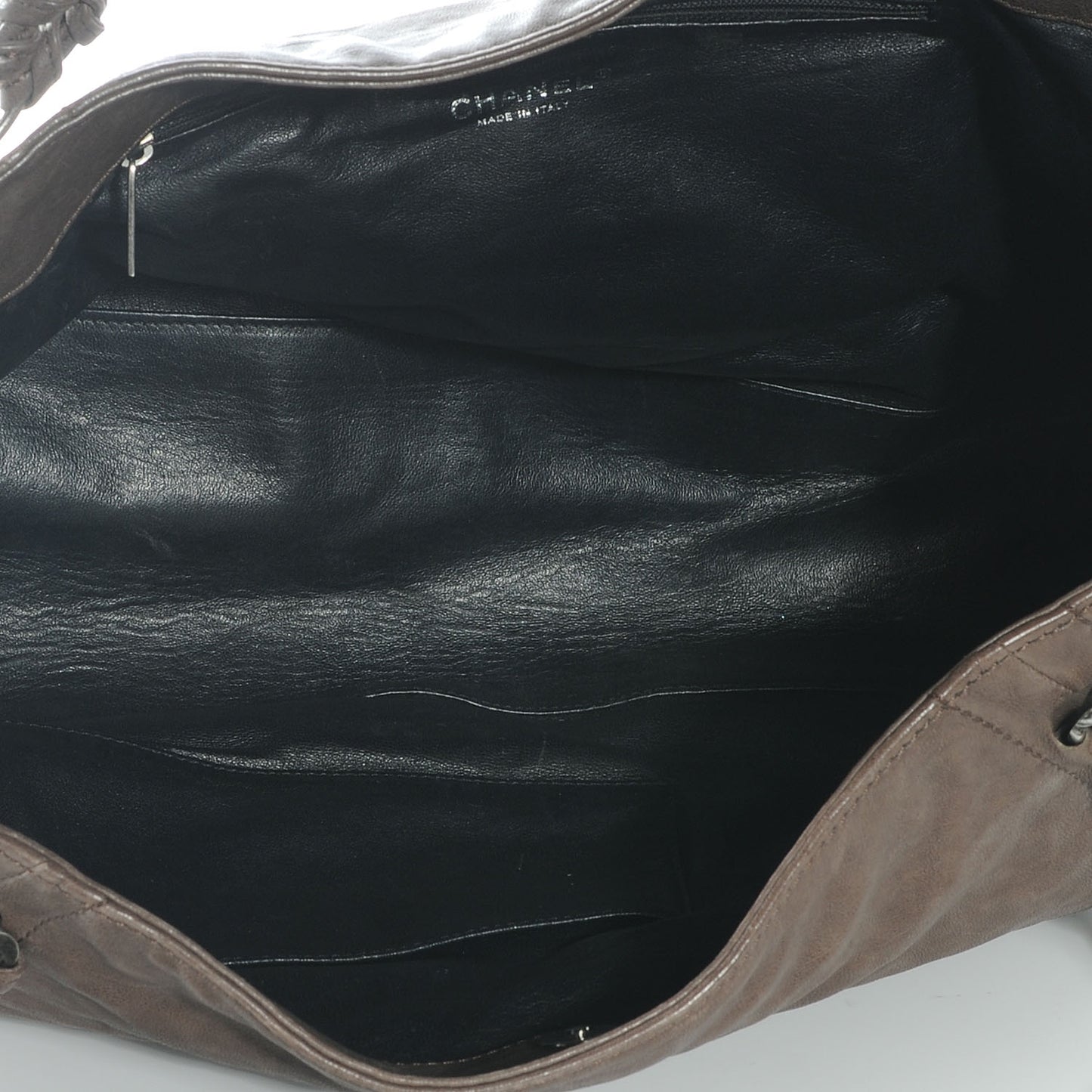 Leather Large Modern Chain Tote Brown