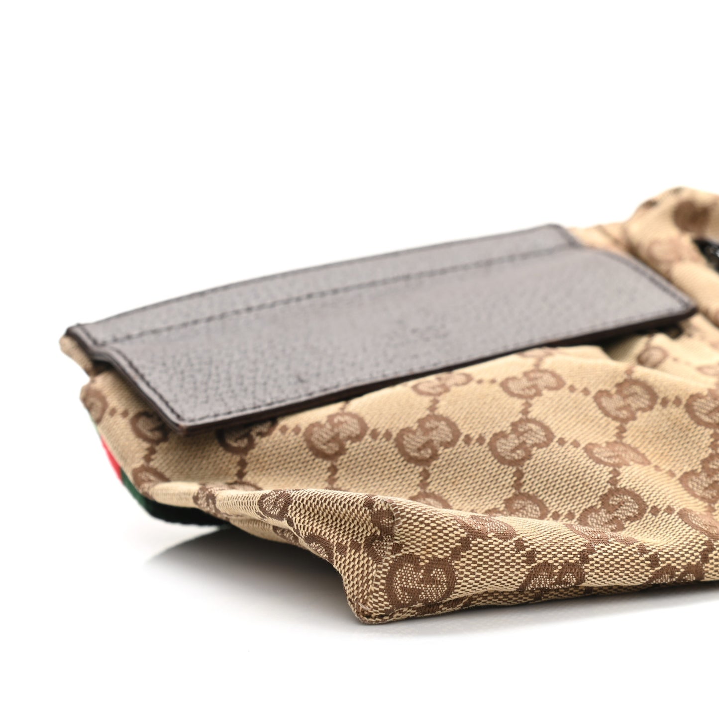 GG Monogram Web Double Pocket Belt Bag Dark Brown