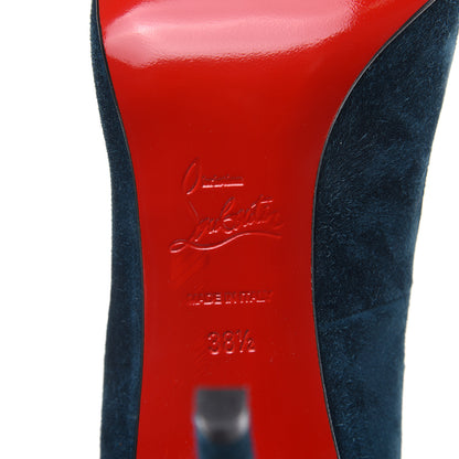 Christian Louboutin Veau Velours Pigalle 100 Pumps 38.5 Blue Khol 6 of 10