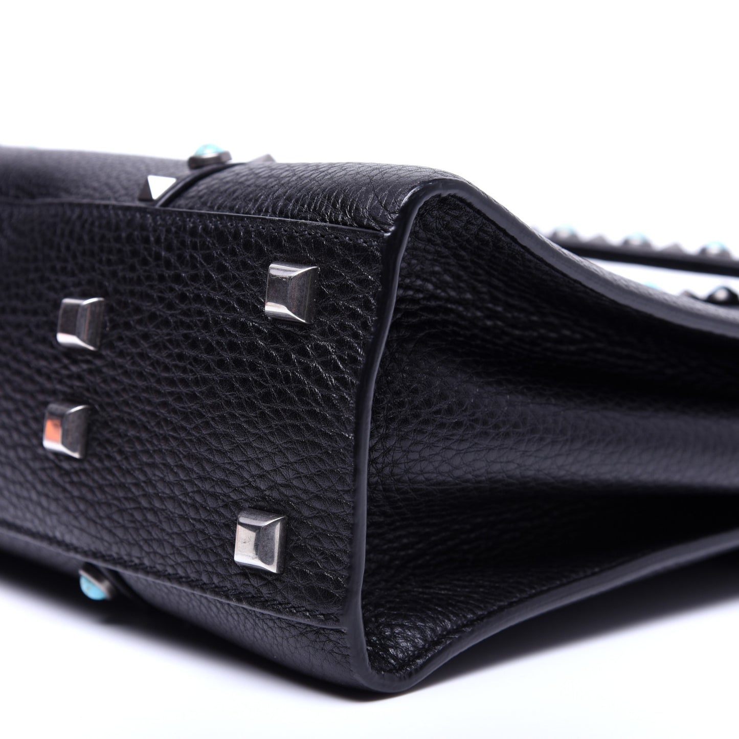 Alce Calfskin My Rockstud Rolling Frame Bag Black