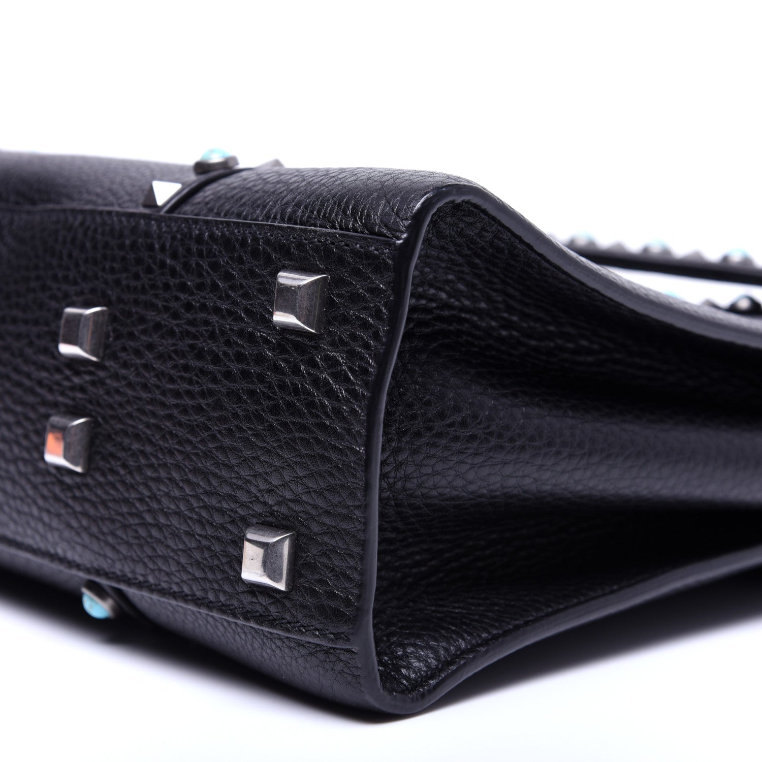 Valentino Garavani Alce Calfskin My Rockstud Rolling Frame Bag Black 7 of 15