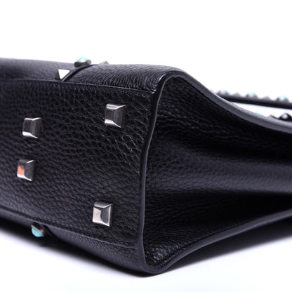 Valentino Garavani Alce Calfskin My Rockstud Rolling Frame Bag Black 7 of 15
