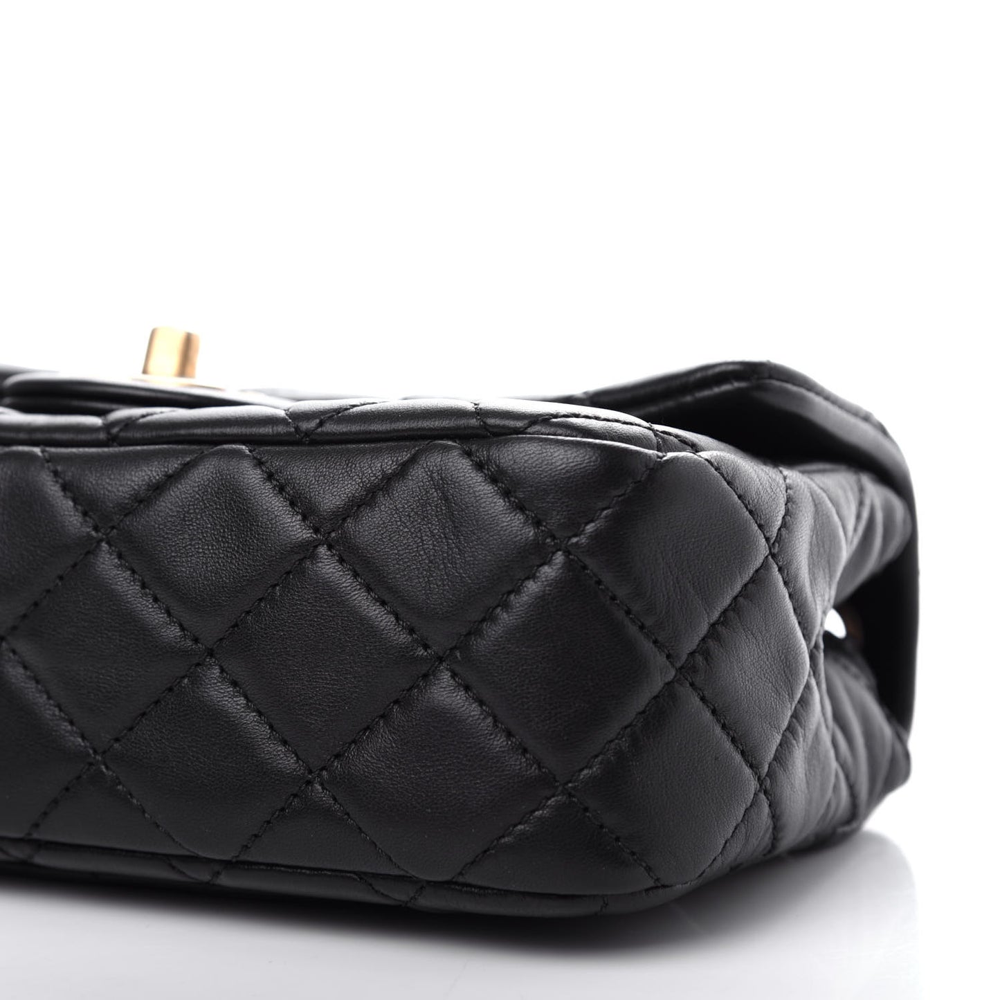 Lambskin Quilted Mini Rectangular Pearl Crush Flap Black