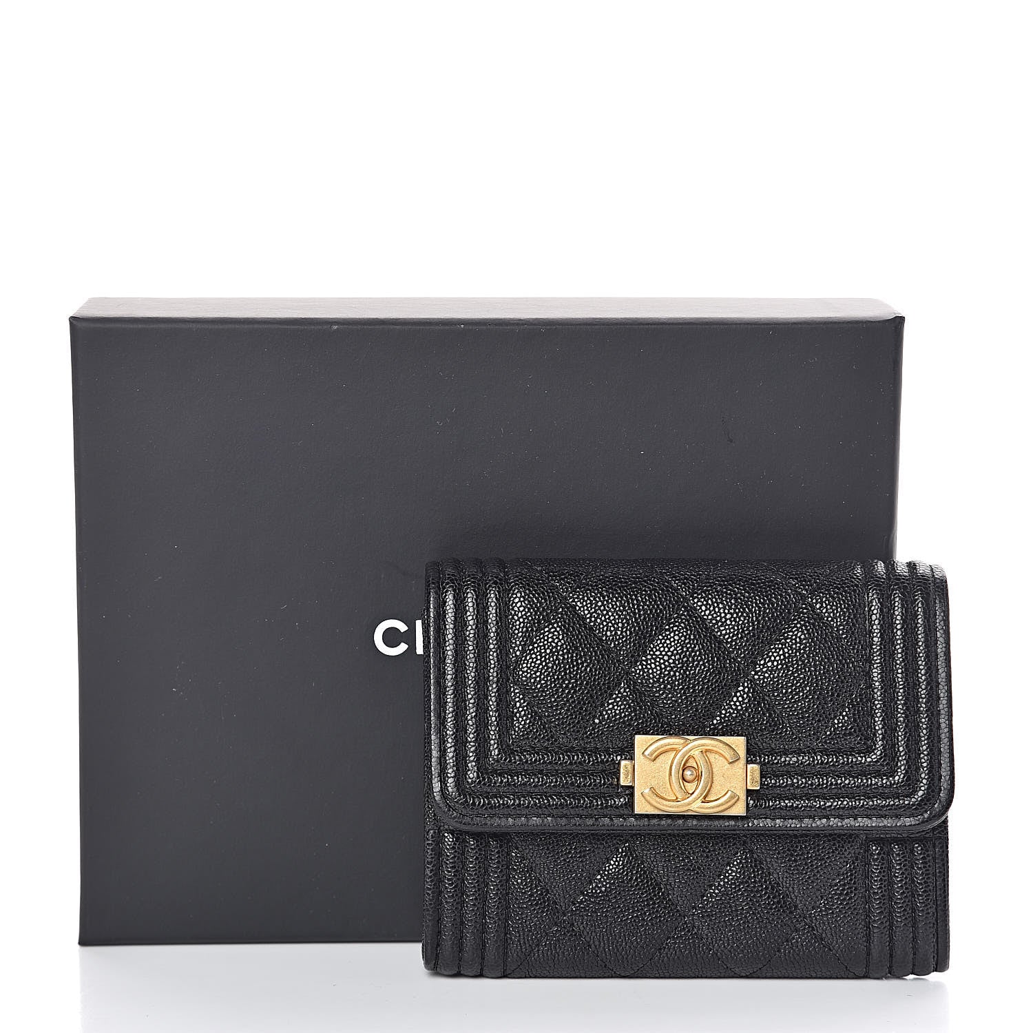 Chanel Caviar Quilted Boy Flap Card Holder Black 9 of 9
