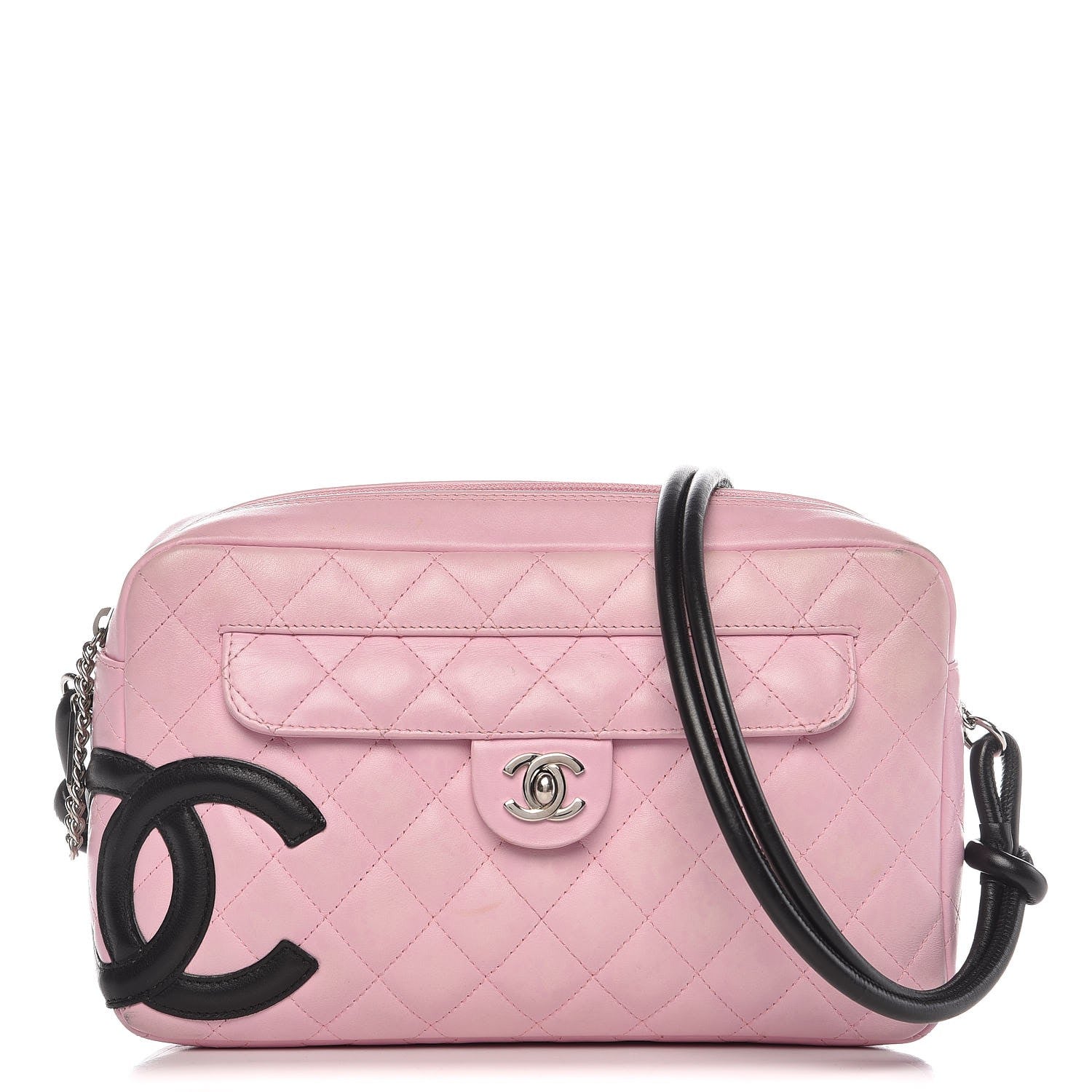 Chanel Calfskin Quilted Cambon Camera Bag Pink Black 1 of 11