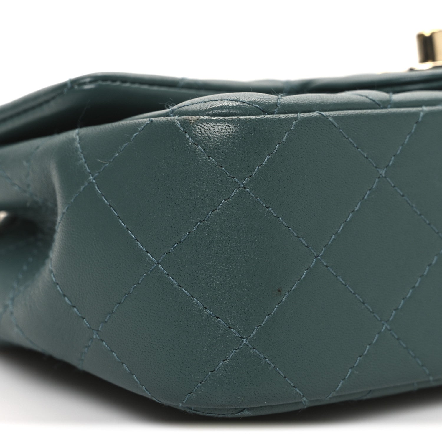 Chanel Lambskin Quilted Mini Rectangular Flap Dark Green 9 of 13
