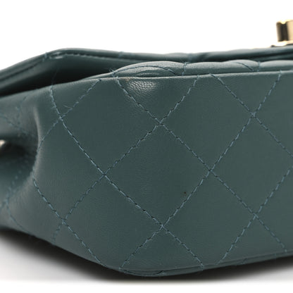 Chanel Lambskin Quilted Mini Rectangular Flap Dark Green 9 of 13