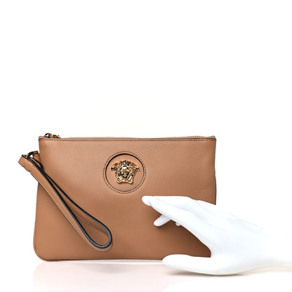 Versace Grained Calfskin La Medusa Pouch Beige 2 of 8