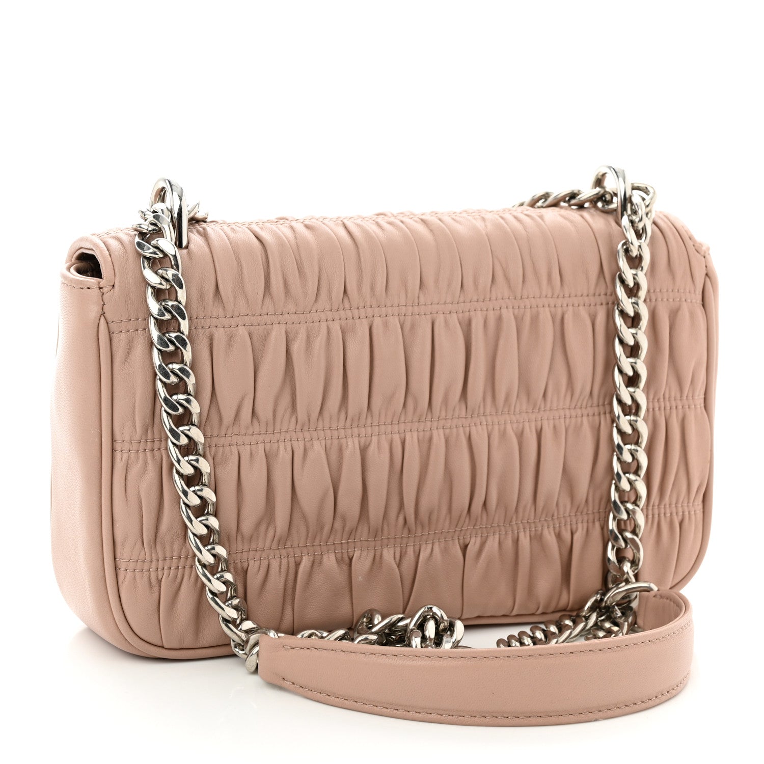 Prada Nappa Gaufre Small Chain Flap Shoulder Bag Cipria 3 of 9