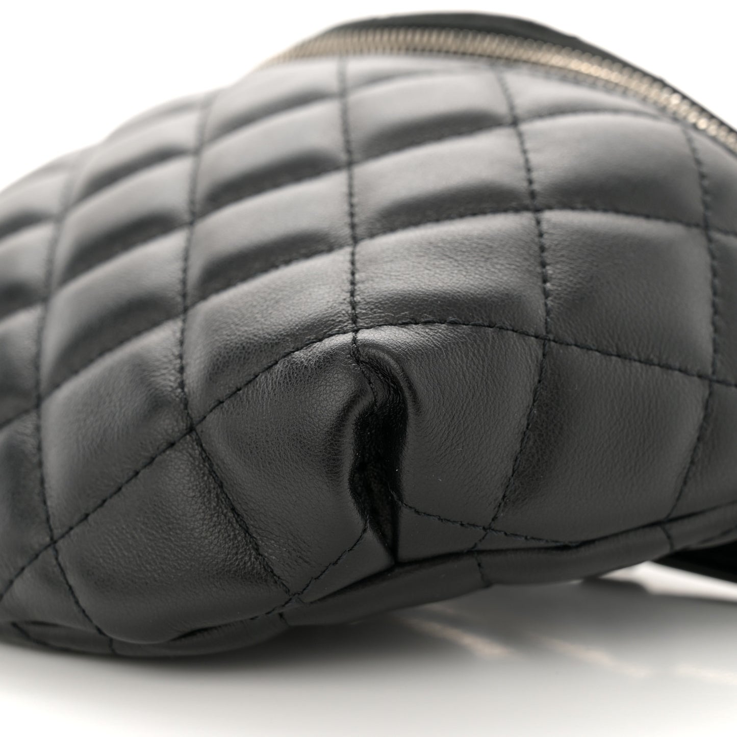 Calfskin Quilted Waist Belt Bag Black