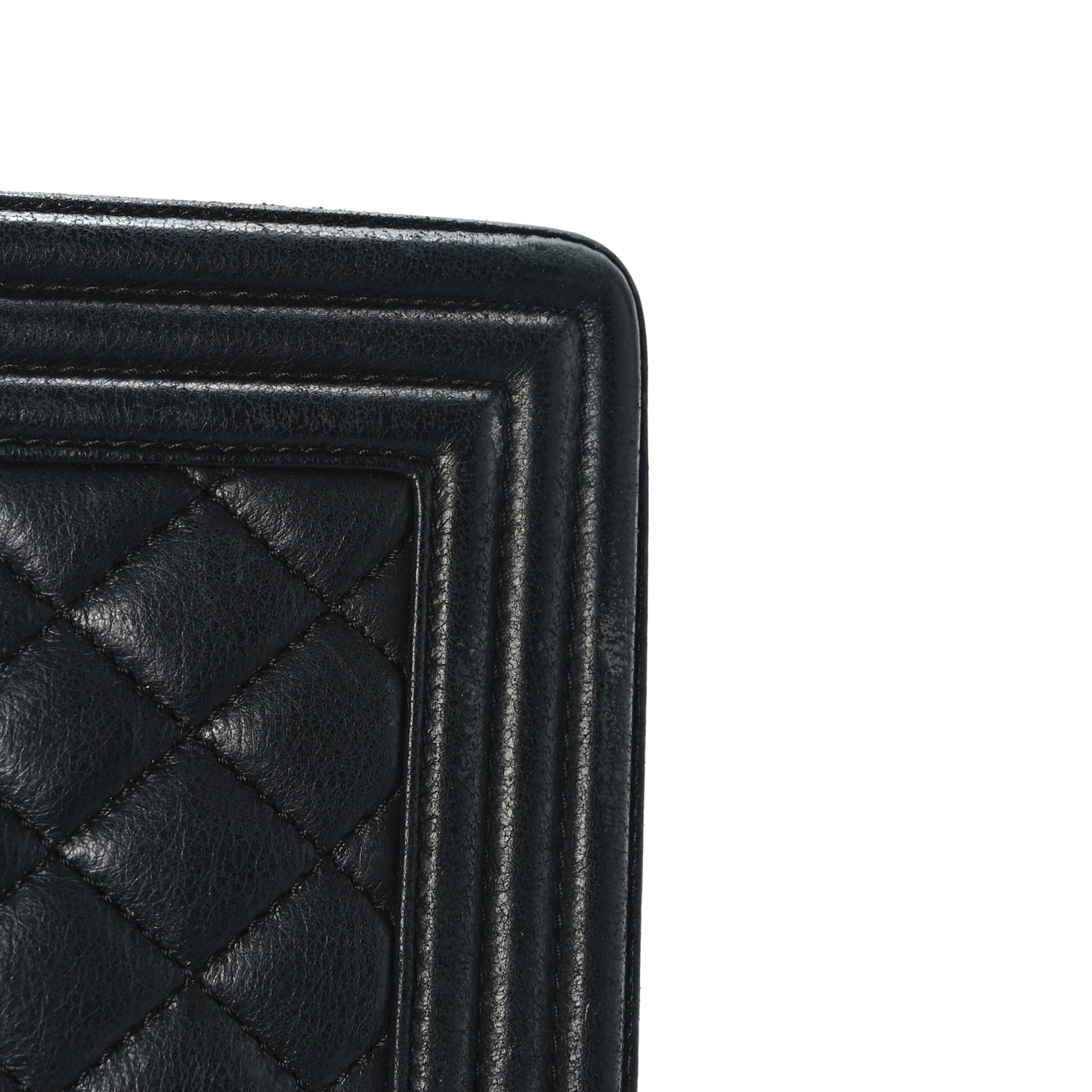 Lambskin Quilted Large Boy Flap Black
