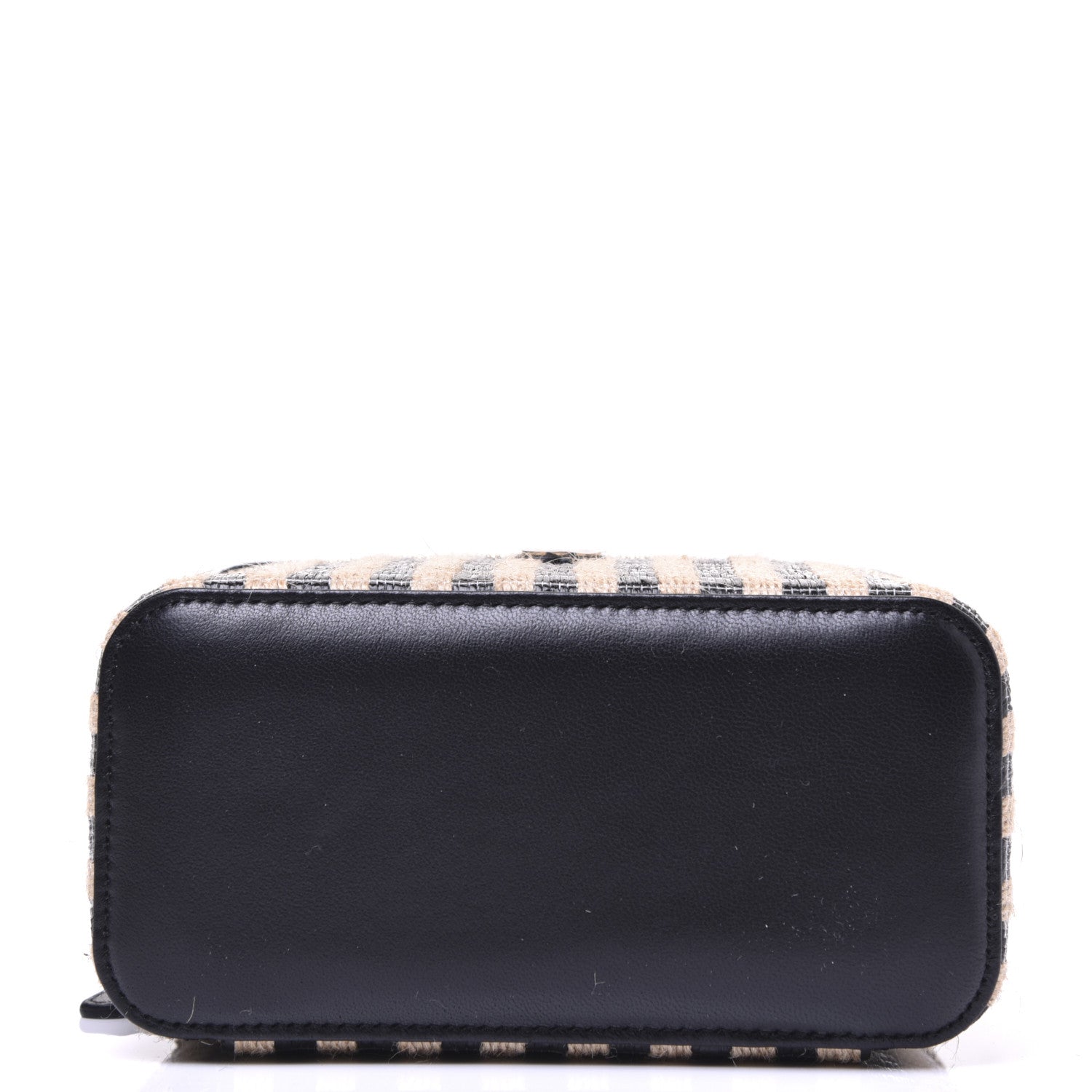 Chanel Raffia Jute Striped Small Vanity Case With Chain Black Beige 19 of 25