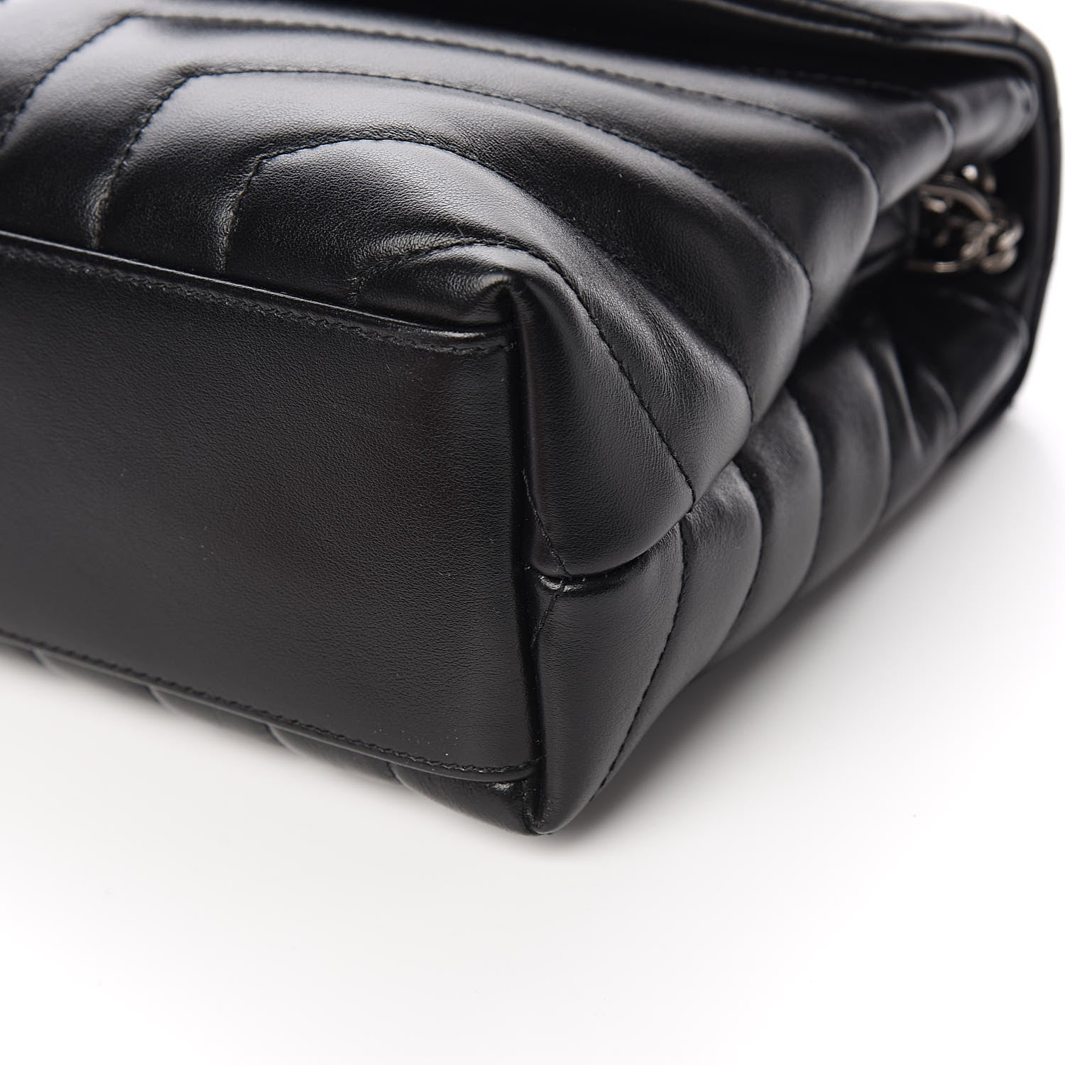 Saint Laurent Calfskin Y Quilted Monogram Small Loulou Chain Satchel Black 9 of 10
