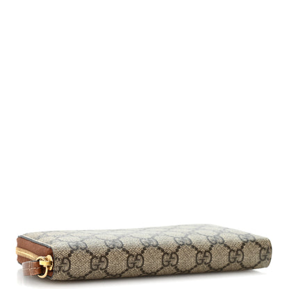 Gucci GG Supreme Monogram Cuoio Toscano Zip Around Wallet Beige Ebony Cuir 4 of 12