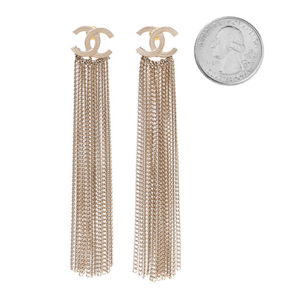 Chanel Metal CC Multi Strand Chain Drop Earrings Gold 2 of 5