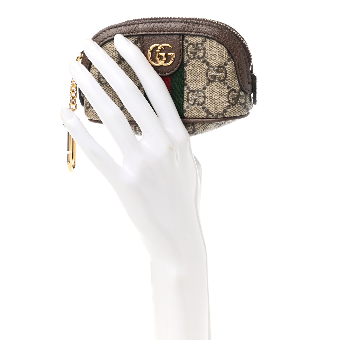 GG Supreme Monogram Web Ophidia Dome Key Pouch Beige New Acero