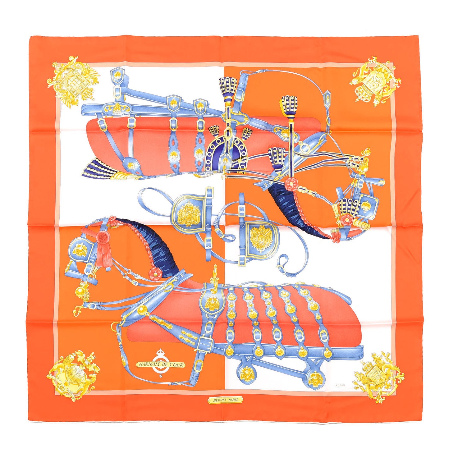 Silk Harnais De Cour Scarf 90 Orange
