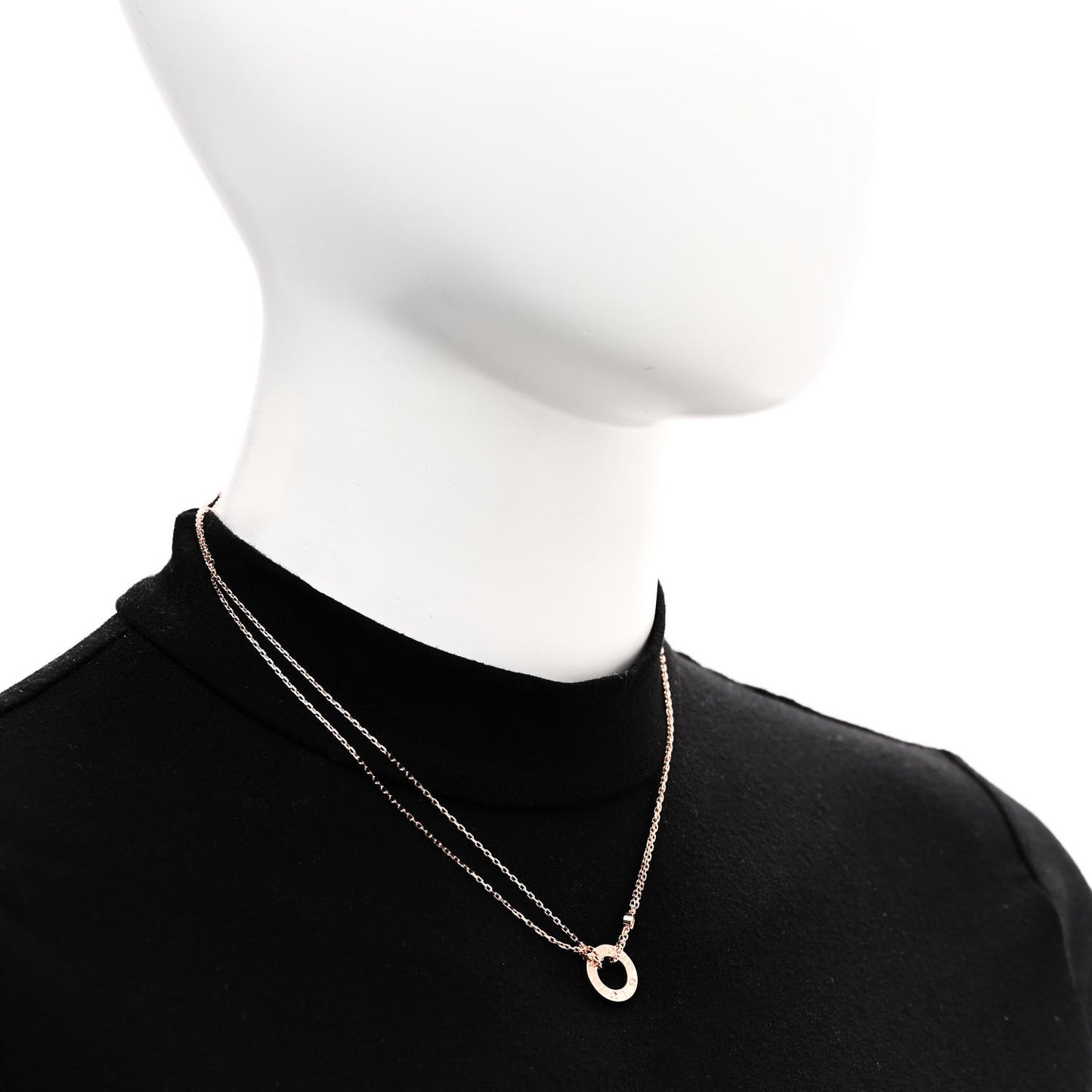 18K Pink Gold 2 Diamond LOVE Necklace