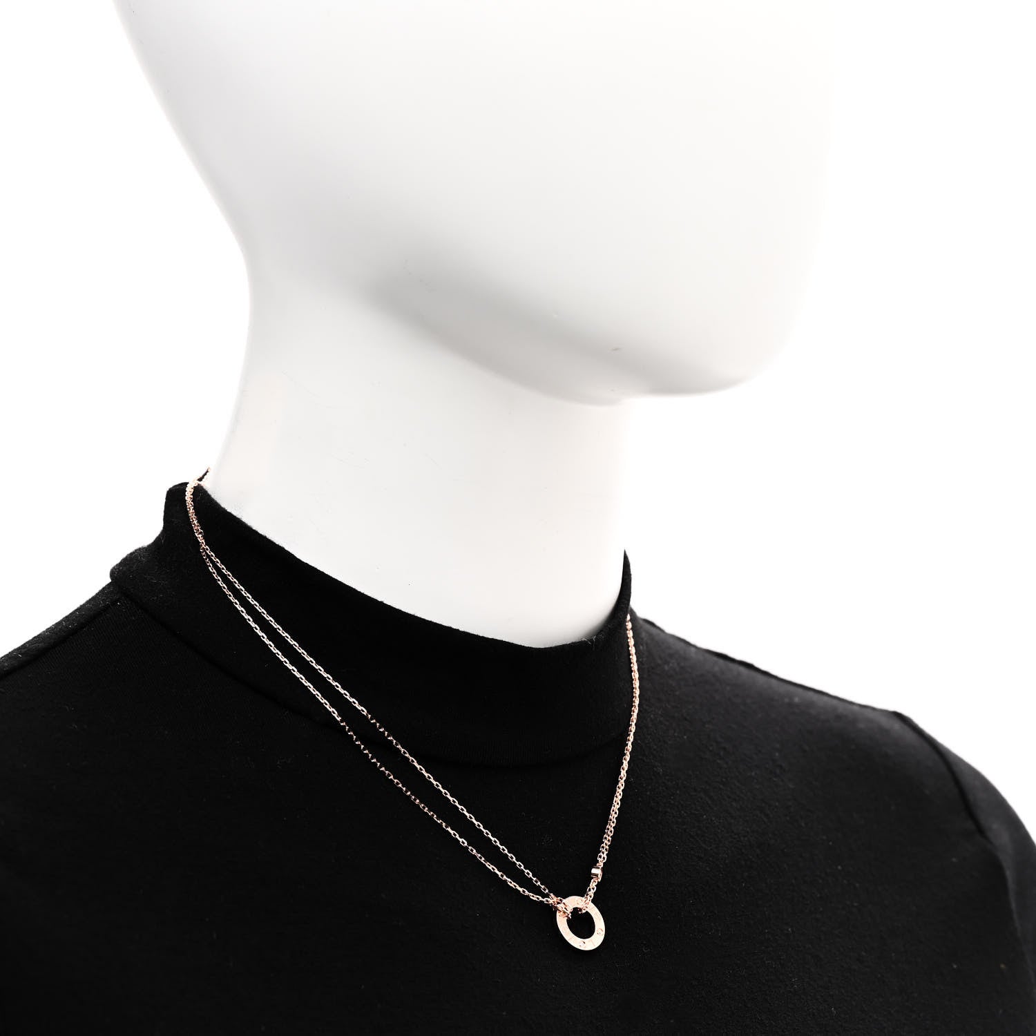 Cartier 18K Pink Gold 2 Diamond LOVE Necklace 2 of 6