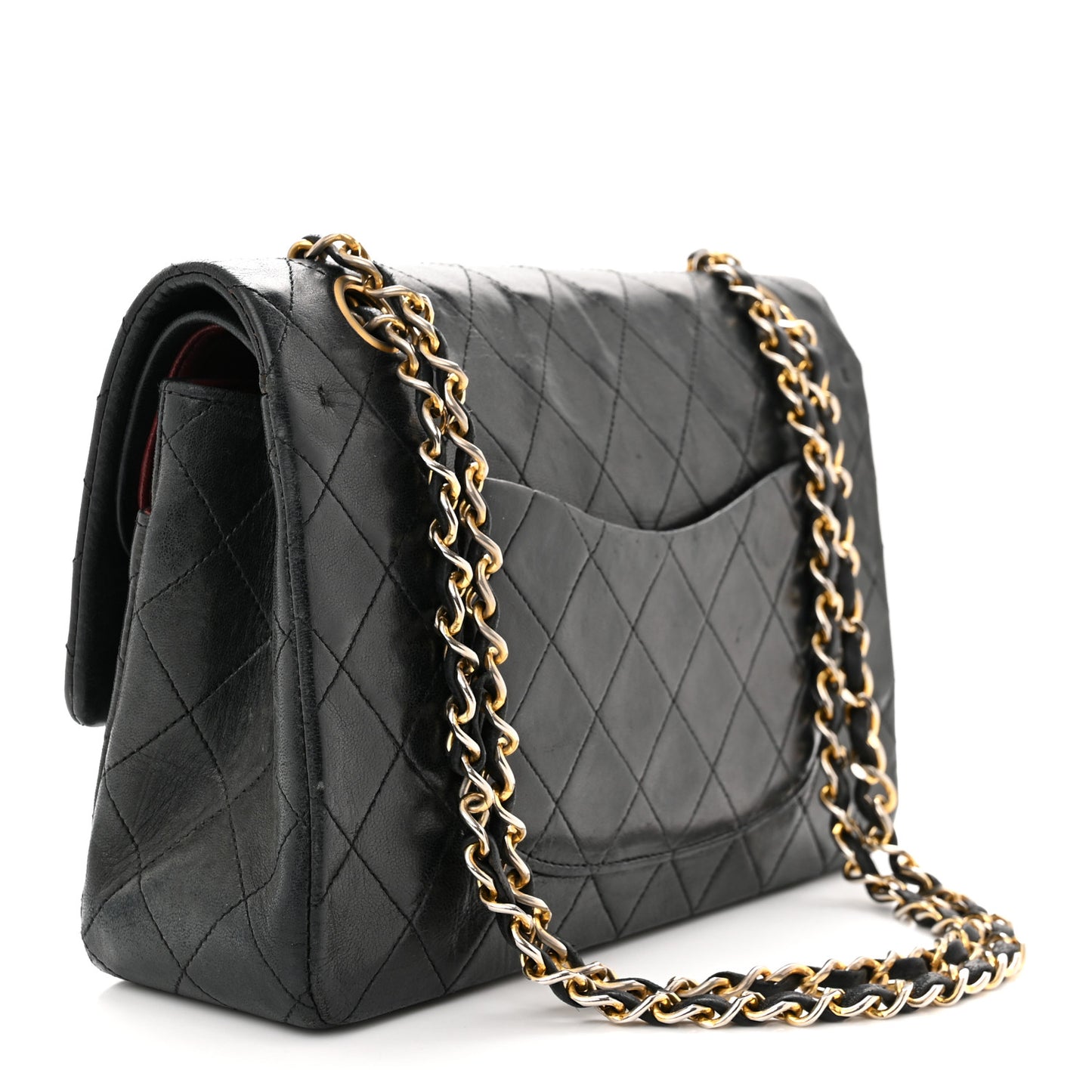 Lambskin Quilted Medium Double Flap Black