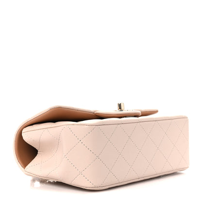Chanel Lambskin Quilted Bi-Color Mini Top Handle Rectangular Flap Ecru Dark Beige 4 of 12