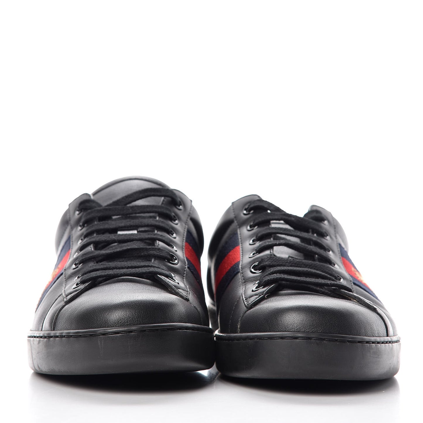 Calfskin Web Bee Embroidered Mens Ace Sneakers 7.5 Black