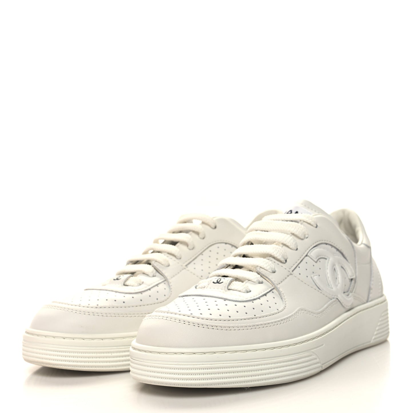 Calfskin CC Womens Sneakers 37.5 White