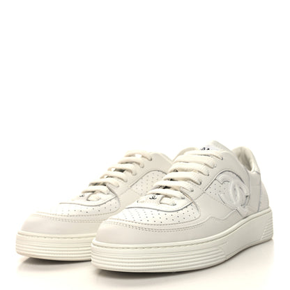 Chanel Calfskin CC Womens Sneakers 37.5 White 3 of 8
