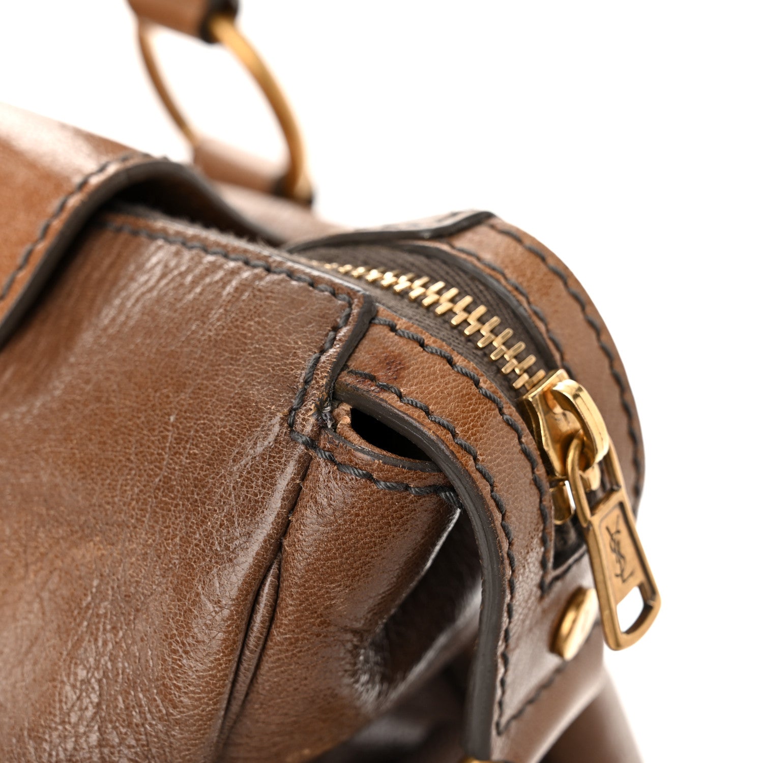 Saint Laurent Glazed Goatskin Muse Messenger Brown 16 of 18